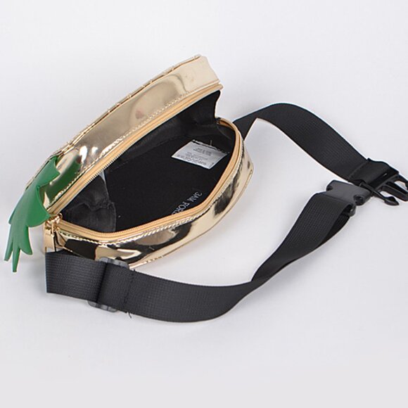 Belt Bag/ Fanny Bag /Sideways Pineapple / Shiny Gold & Green - NWT - Picture 3 of 6